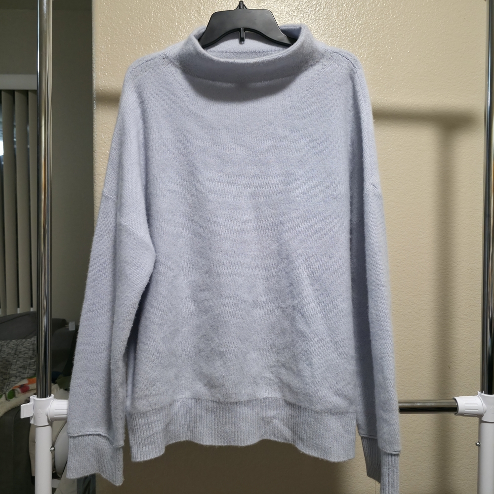 Tahari Women's Soft Blue Cowl neck Sweater 100% 2 Ply Cashmere